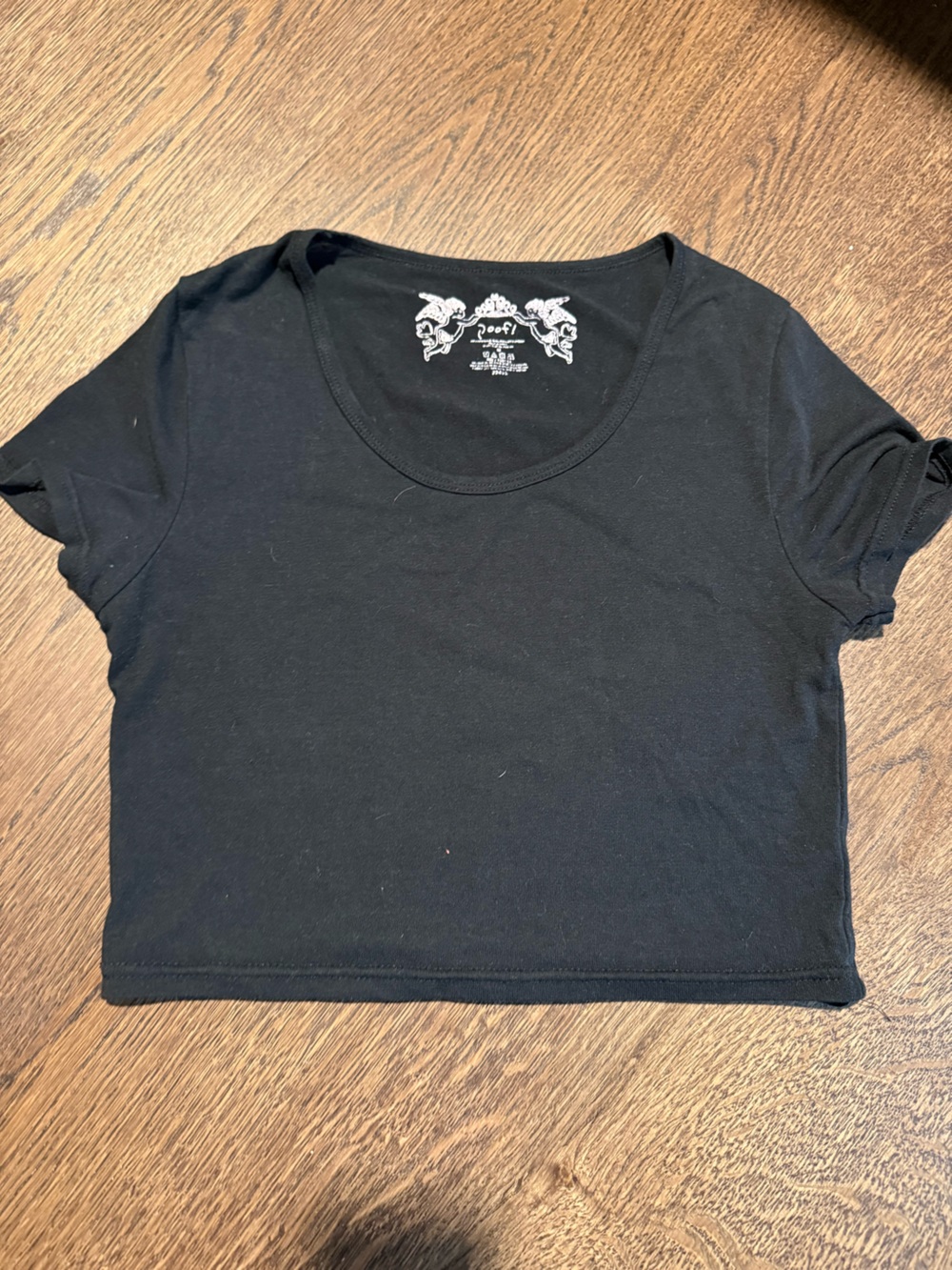 Black Crop Tee with Scoop Neck - Women's Casual Top